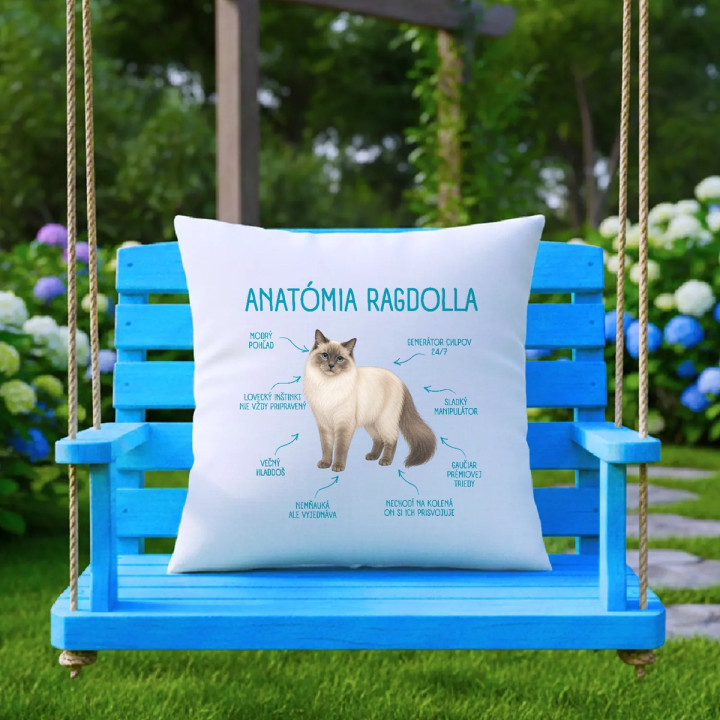 Anatómia ragdolla - vankúš s potlačou