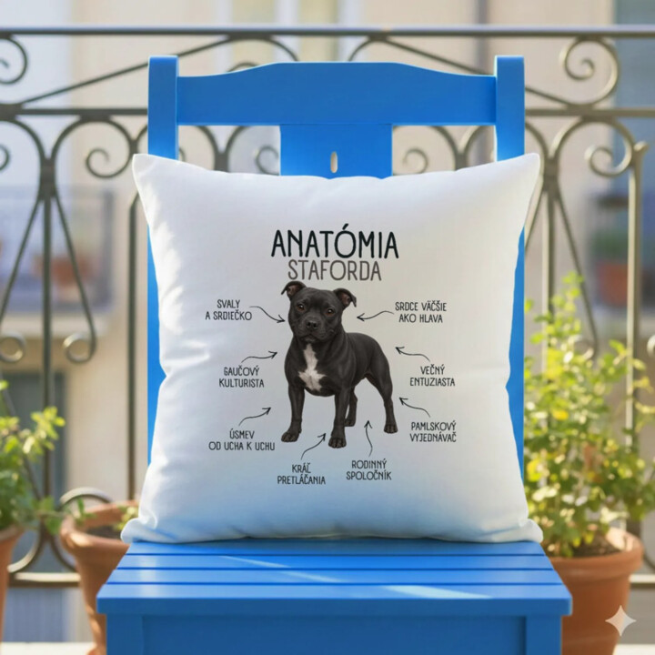 Anatómia staforda - vankúš s potlačou