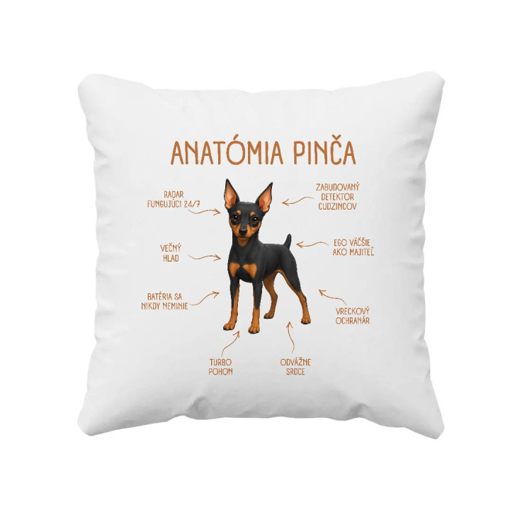 Anatómia pinča - vankúš s potlačou