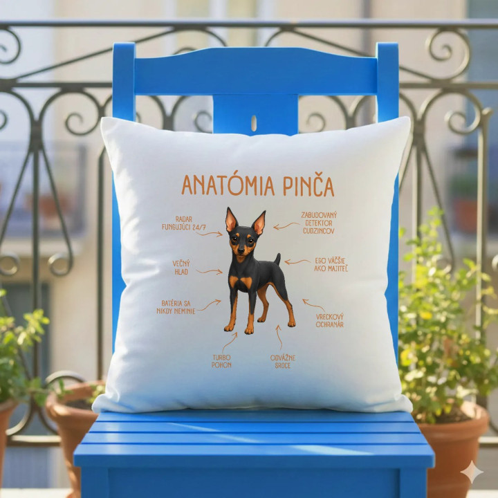 Anatómia pinča - vankúš s potlačou