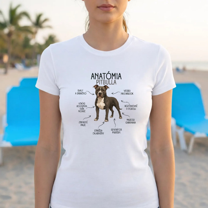 Anatómia pitbulla - dámske tričko s potlačou