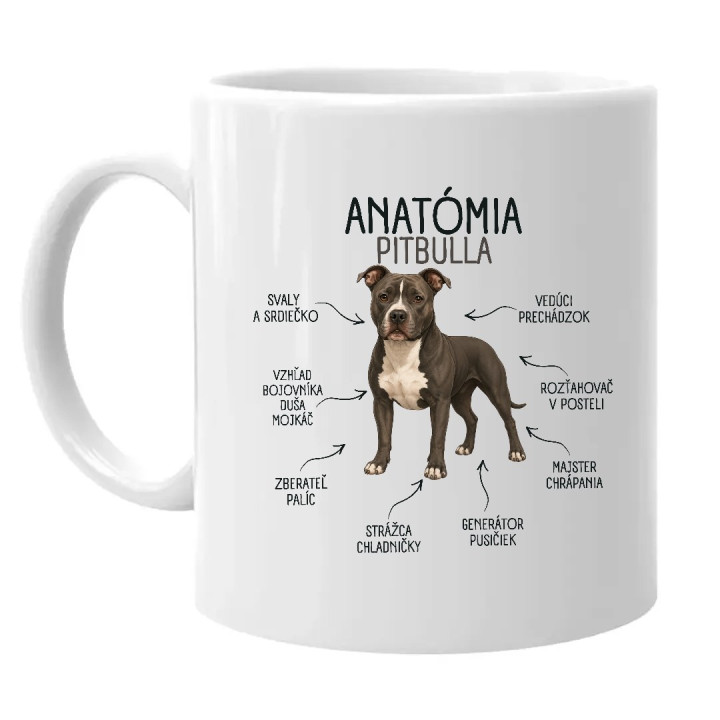 Anatómia pitbulla - keramický hrnček s potlačou