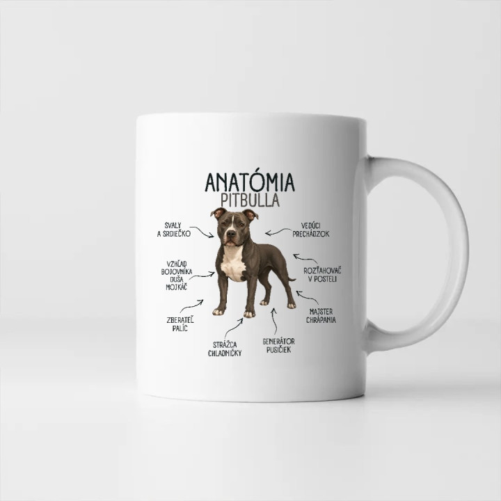 Anatómia pitbulla - keramický hrnček s potlačou