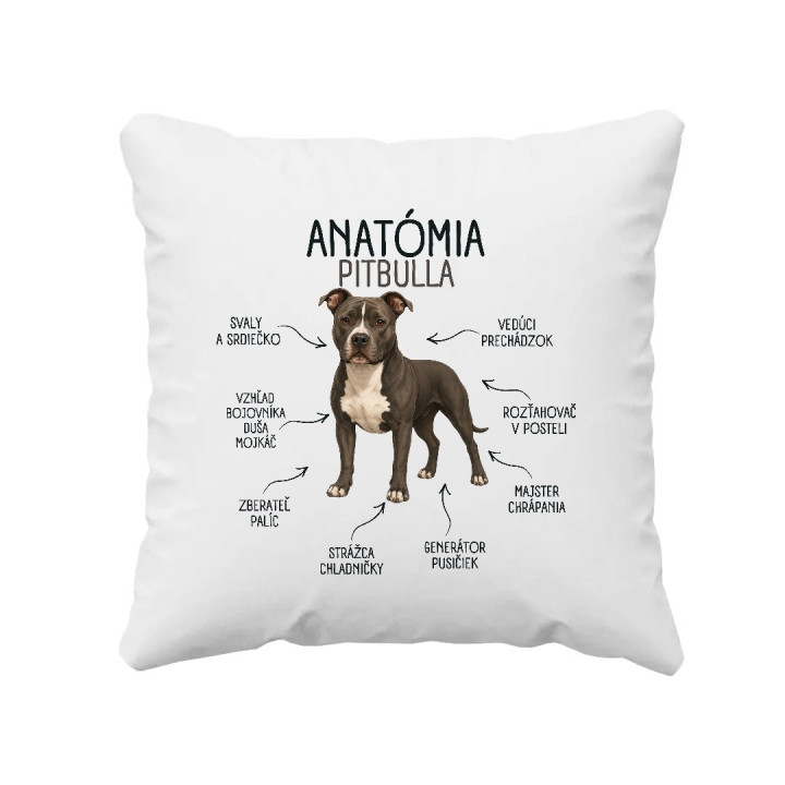 Anatómia pitbulla - vankúš s potlačou