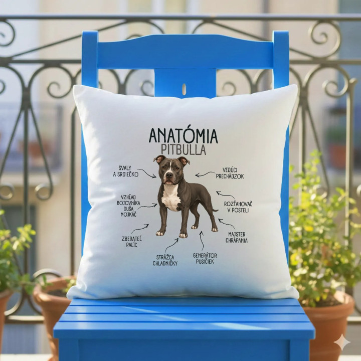 Anatómia pitbulla - vankúš s potlačou