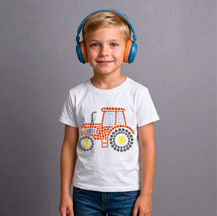 Traktor z bodiek - deň bodky - detské tričko s potlačou