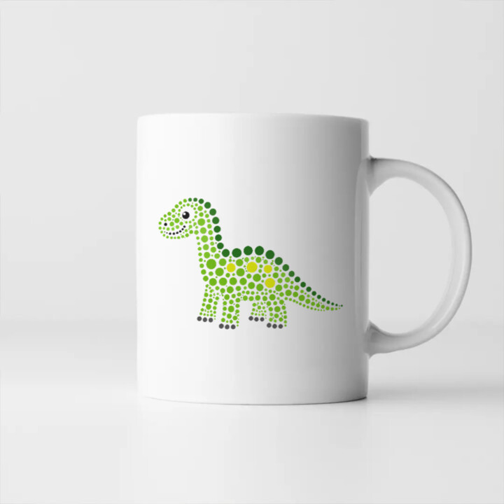 Dinosaurus z bodiek - deň bodky - keramický hrnček s potlačou