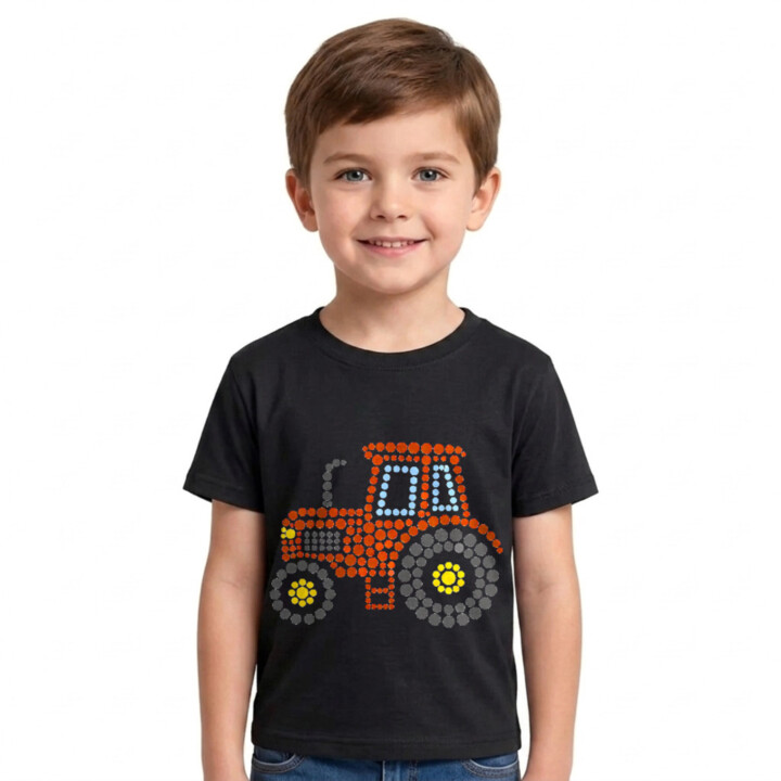 Traktor z bodiek - deň bodky - detské tričko s potlačou