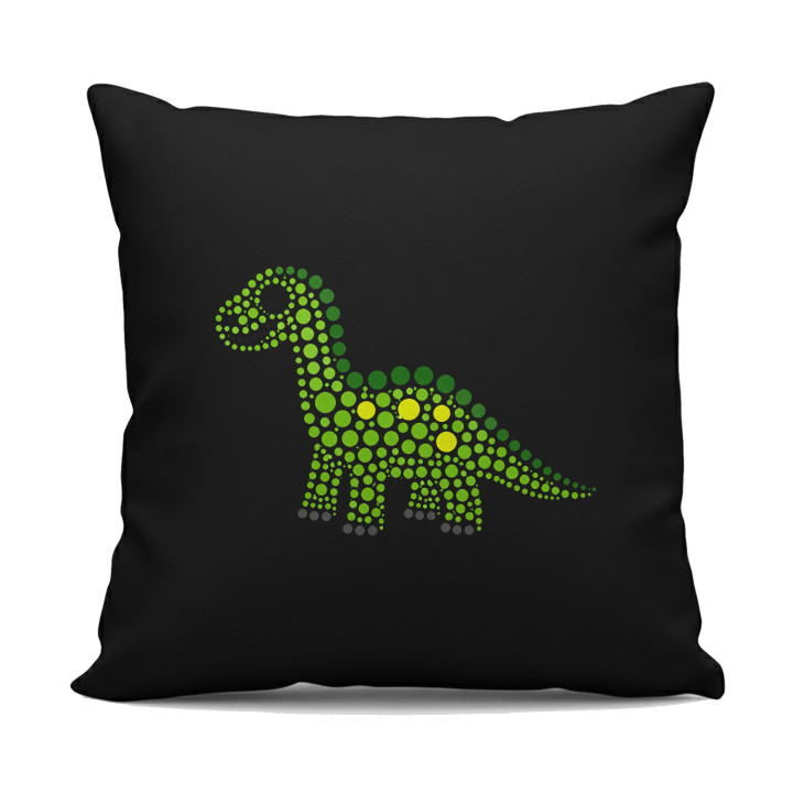 Dinosaurus z bodiek - deň bodky - čierny vankúš s potlačou