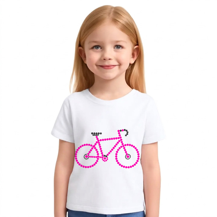 Ružový bicykel z bodiek - deň bodky - detské tričko s potlačou