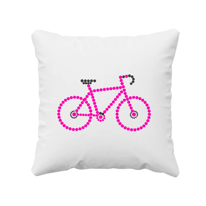 Ružový bicykel z bodiek - deň bodky - vankúš s potlačou