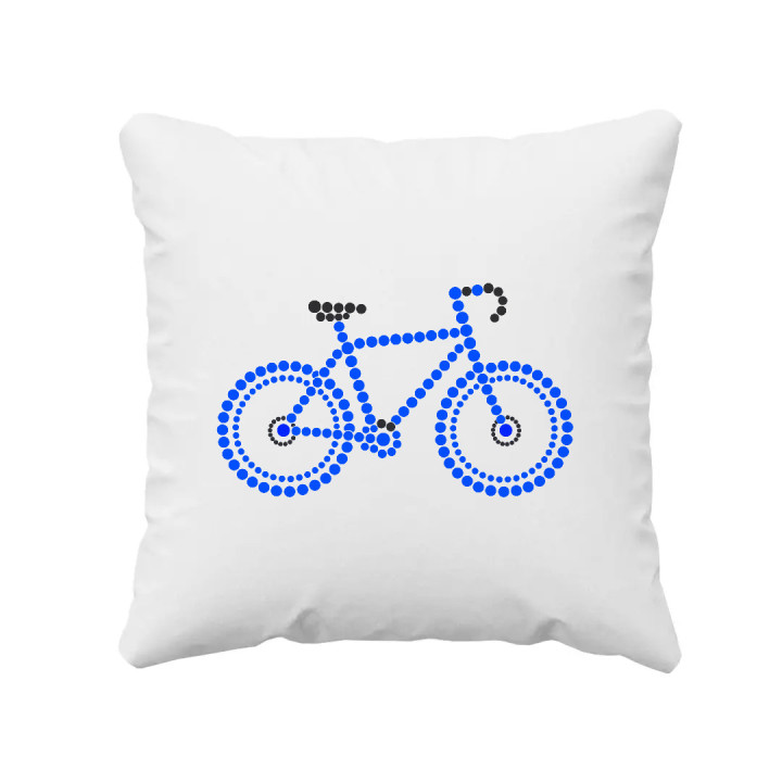 Modrý bicykel z bodiek - deň bodky - vankúš s potlačou