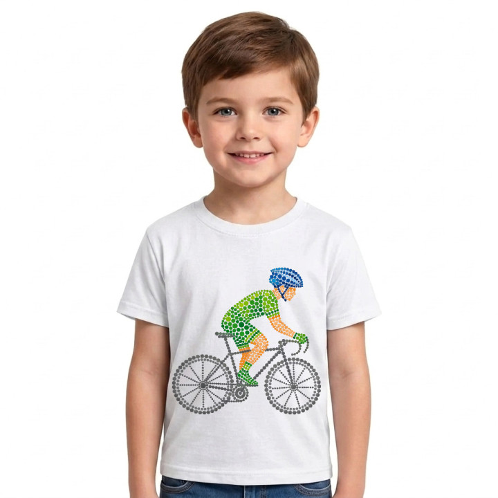 Cyklista z bodiek - deň bodky - detské tričko s potlačou