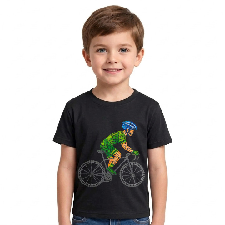 Cyklista z bodiek - deň bodky - detské tričko s potlačou
