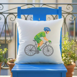 Cyklista z bodiek - deň bodky - vankúš s potlačou
