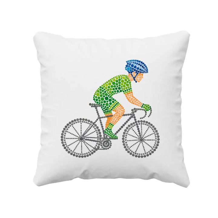 Cyklista z bodiek - deň bodky - vankúš s potlačou