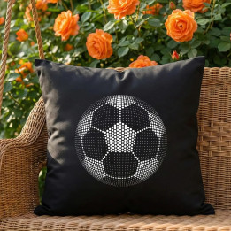 Futbalová lopta z bodiek - deň bodky - čierny vankúš s potlačou