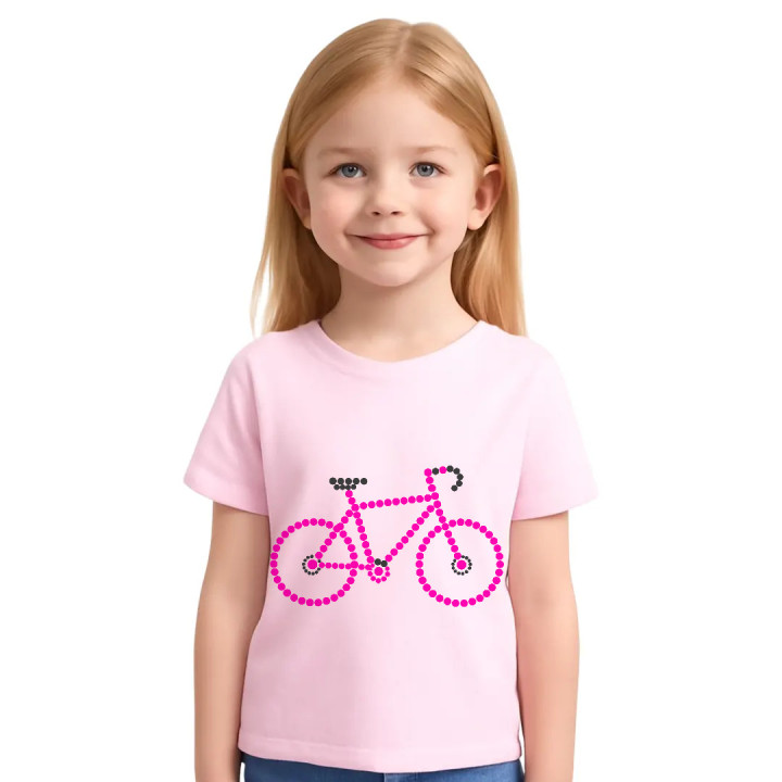 Ružový bicykel z bodiek - deň bodky - detské tričko s potlačou