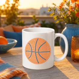 Basketbalová lopta z bodiek - deň bodky - keramický hrnček s potlačou