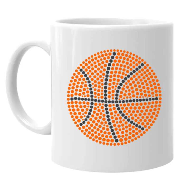 Basketbalová lopta z bodiek - deň bodky - keramický hrnček s potlačou