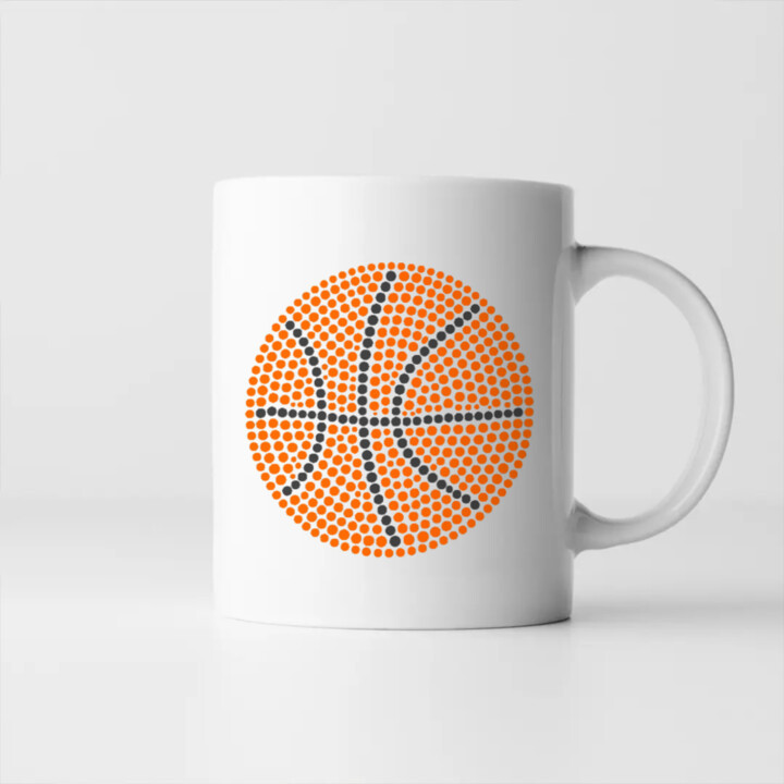Basketbalová lopta z bodiek - deň bodky - keramický hrnček s potlačou