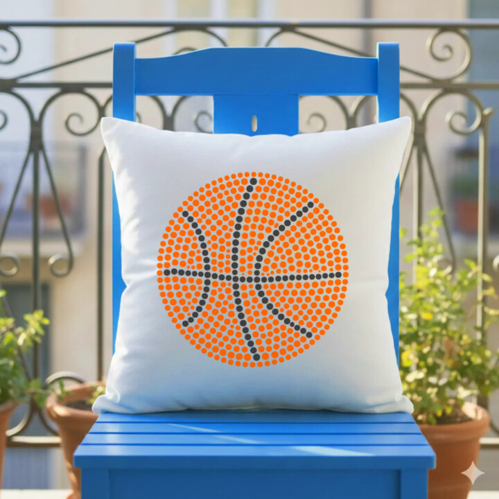 Basketbalová lopta z bodiek - deň bodky - vankúš s potlačou