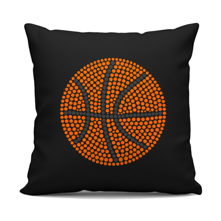 Basketbalová lopta z bodiek - deň bodky - čierny vankúš s potlačou