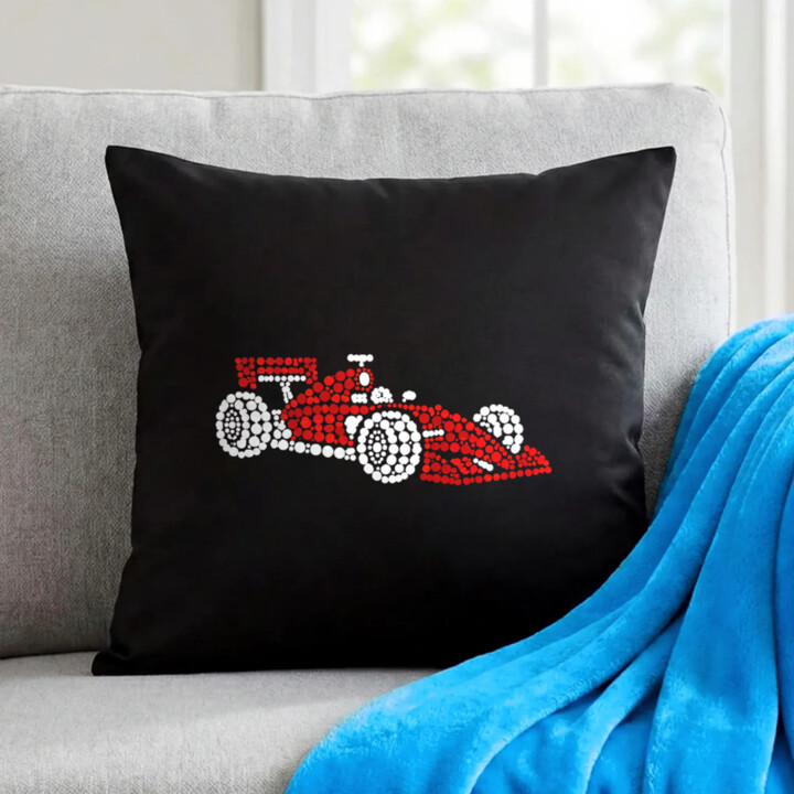 Pretekárska formula z bodiek - deň bodky - čierny vankúš s potlačou