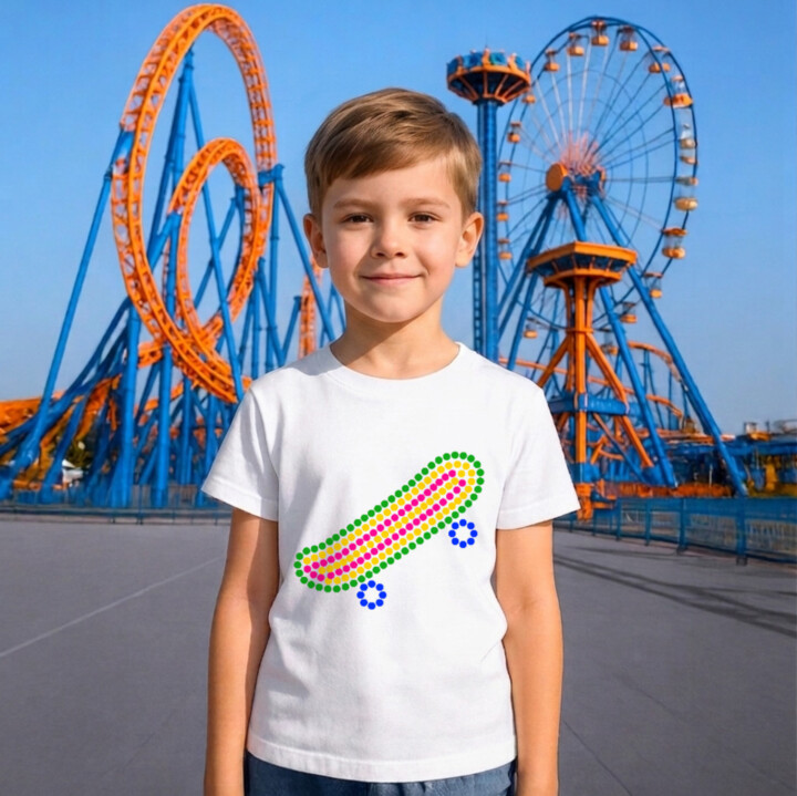 Skateboard z bodiek - deň bodky - detské tričko s potlačou
