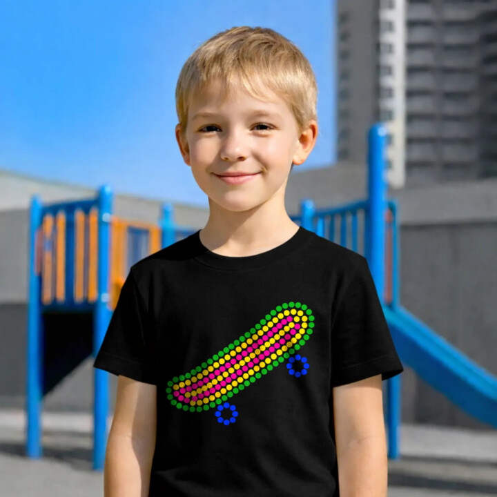 Skateboard z bodiek - deň bodky - detské tričko s potlačou