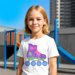 Kolieskové korčule z bodiek - deň bodky - detské tričko s potlačou