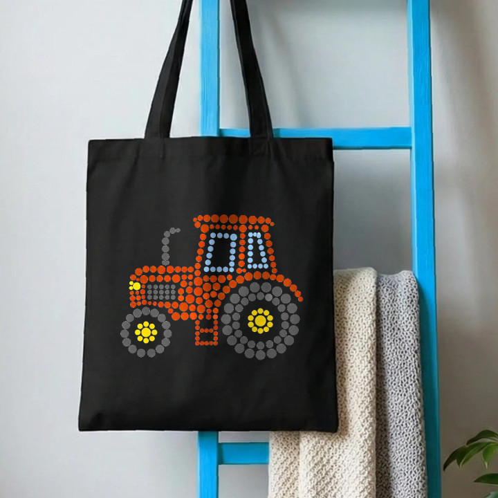 Traktor z bodiek - deň bodky - bavlnená taška s potlačou