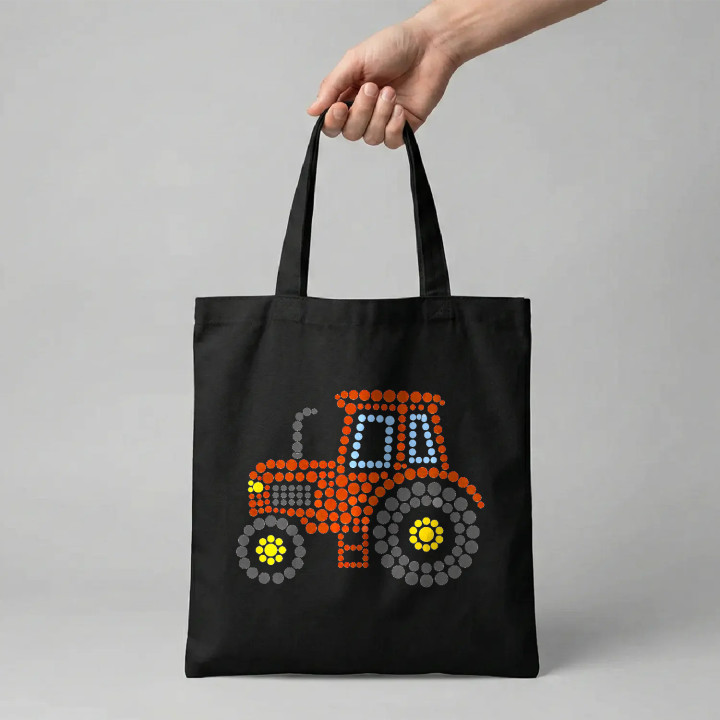 Traktor z bodiek - deň bodky - bavlnená taška s potlačou