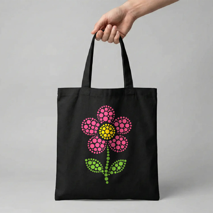 Kvietok z bodiek - deň bodky - bavlnená taška s potlačou