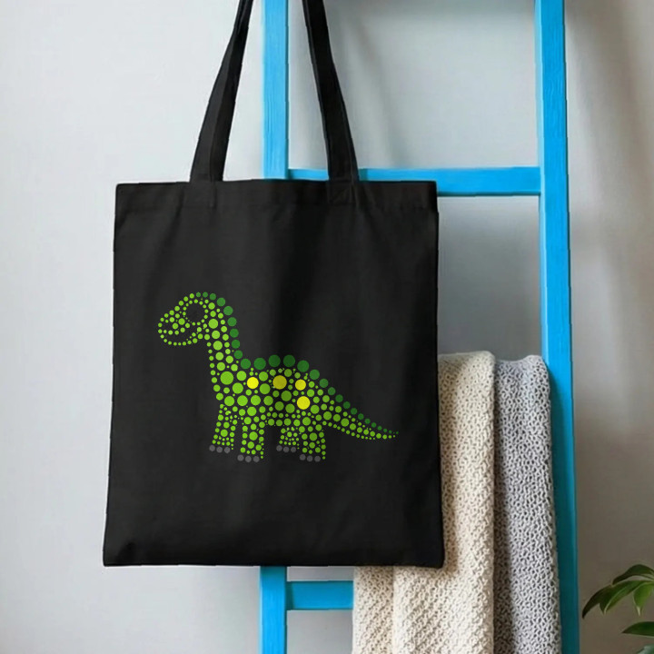 Dinosaurus z bodiek - deň bodky - bavlnená taška s potlačou