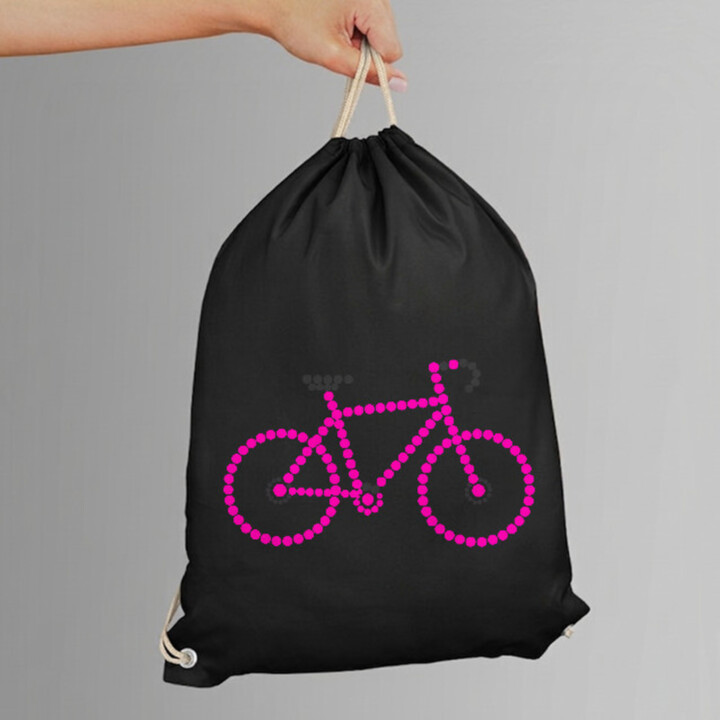 Ružový bicykel z bodiek - deň bodky - vak na chrbát s potlačou
