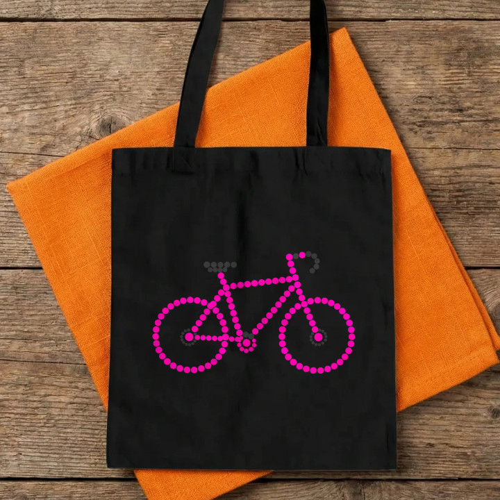 Ružový bicykel z bodiek - deň bodky - bavlnená taška s potlačou