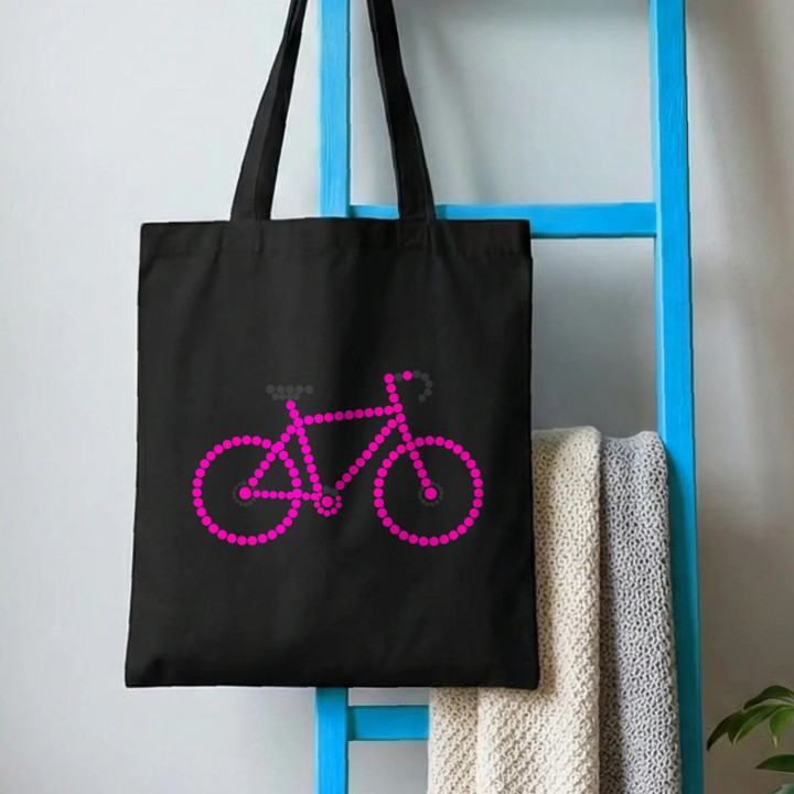 Ružový bicykel z bodiek - deň bodky - bavlnená taška s potlačou