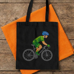 Cyklista z bodiek - deň bodky - bavlnená taška s potlačou