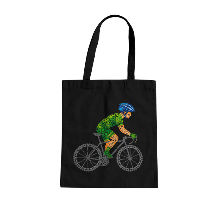 Cyklista z bodiek - deň bodky - bavlnená taška s potlačou