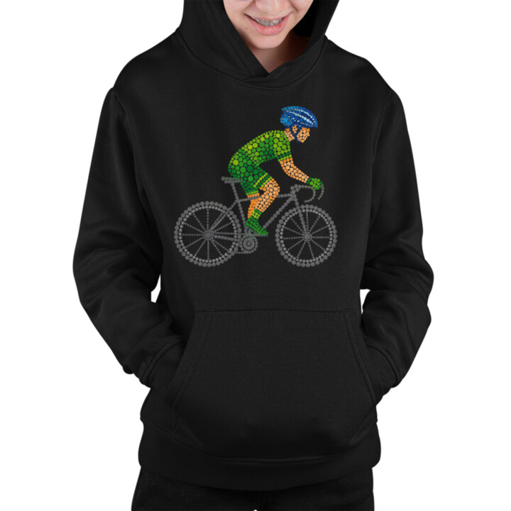 Cyklista z bodiek - deň bodky - detská mikina s potlačou