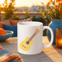 Gitara z bodiek - deň bodky - keramický hrnček s potlačou
