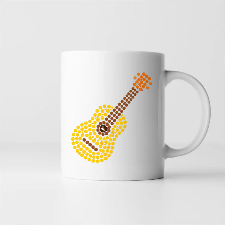 Gitara z bodiek - deň bodky - keramický hrnček s potlačou
