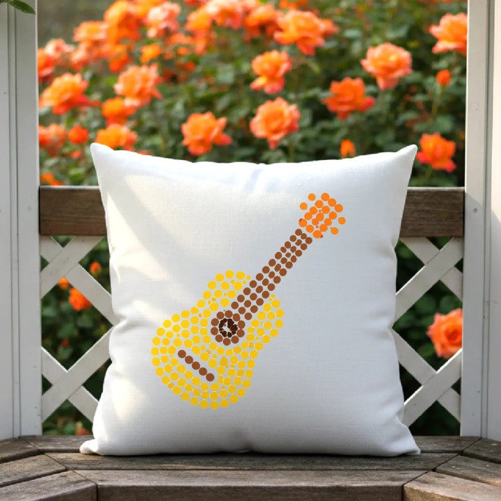 Gitara z bodiek - deň bodky - vankúš s potlačou