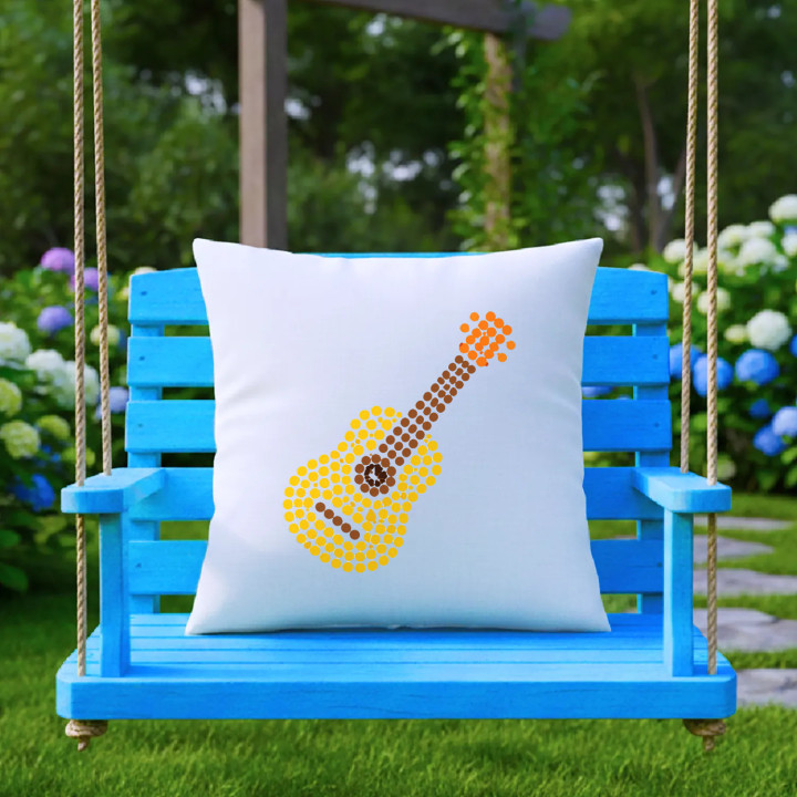 Gitara z bodiek - deň bodky - vankúš s potlačou