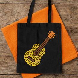Gitara z bodiek - deň bodky - bavlnená taška s potlačou