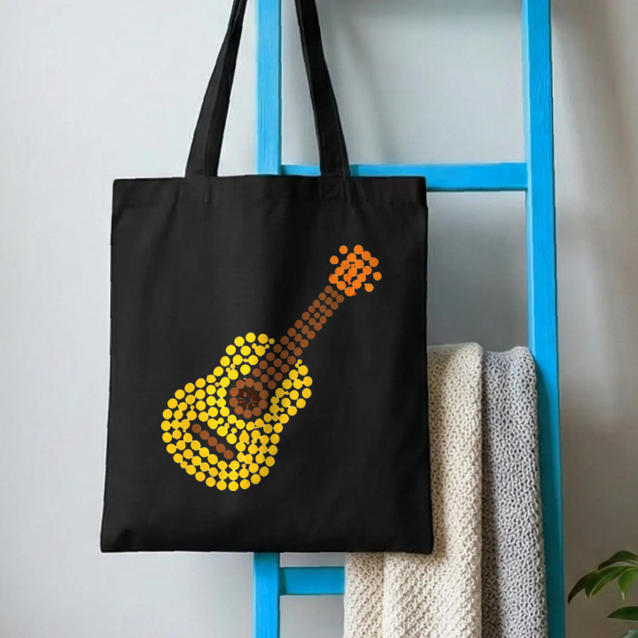 Gitara z bodiek - deň bodky - bavlnená taška s potlačou