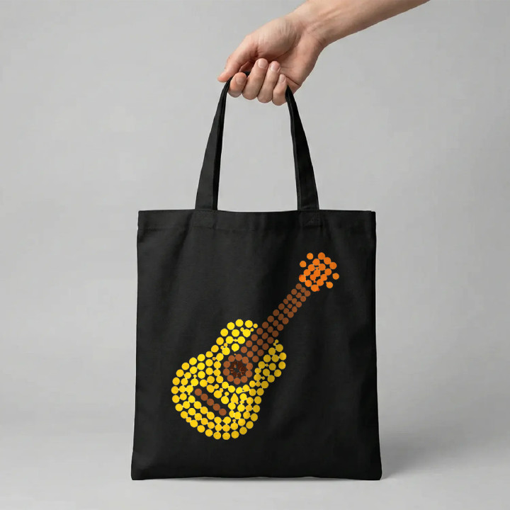 Gitara z bodiek - deň bodky - bavlnená taška s potlačou
