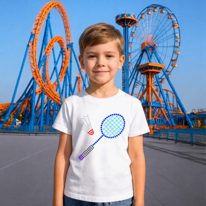 Bedminton z bodiek - deň bodky - detské tričko s potlačou
