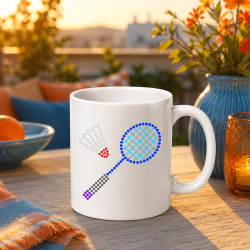 Bedminton z bodiek - deň bodky - keramický hrnček s potlačou